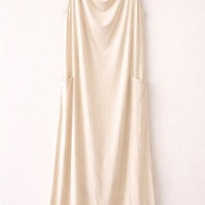 Free People FP Beach XL Cream Draped Sleeveless Maxi Dress w/ Pockets